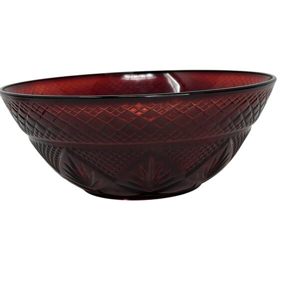 Luminarc L’Argues Durand Antique Ruby Red Salad Serving Bowl - Picture 1 of 6